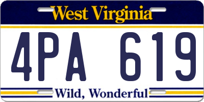 WV license plate 4PA619