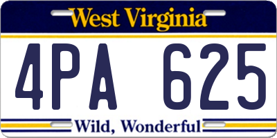 WV license plate 4PA625