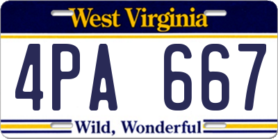 WV license plate 4PA667