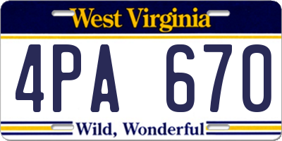 WV license plate 4PA670