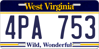WV license plate 4PA753