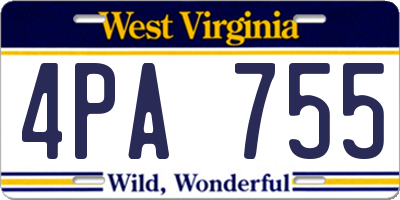 WV license plate 4PA755