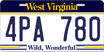 WV license plate 4PA780