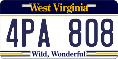 WV license plate 4PA808