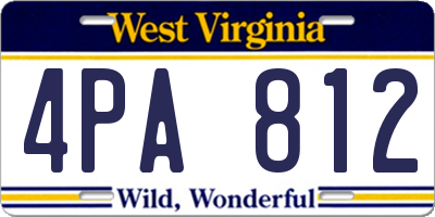 WV license plate 4PA812