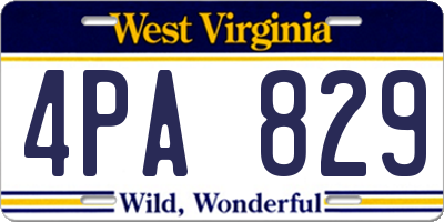 WV license plate 4PA829