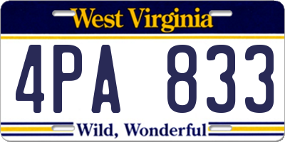 WV license plate 4PA833