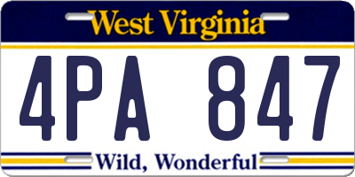 WV license plate 4PA847