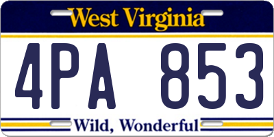 WV license plate 4PA853