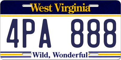 WV license plate 4PA888