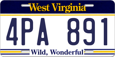 WV license plate 4PA891