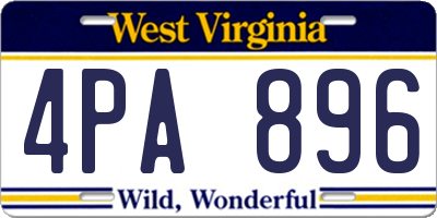 WV license plate 4PA896