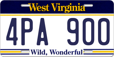WV license plate 4PA900