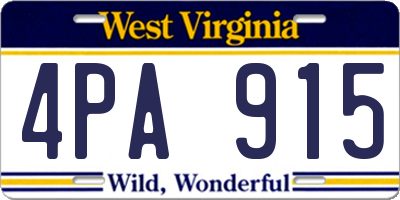 WV license plate 4PA915
