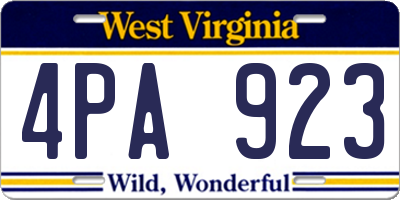 WV license plate 4PA923
