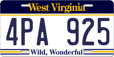 WV license plate 4PA925