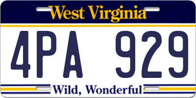 WV license plate 4PA929