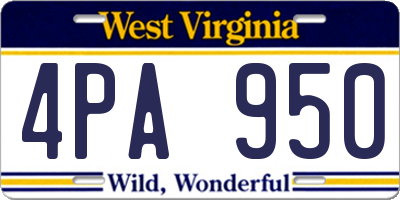 WV license plate 4PA950