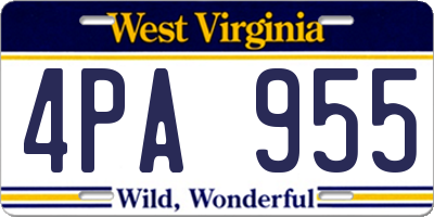 WV license plate 4PA955