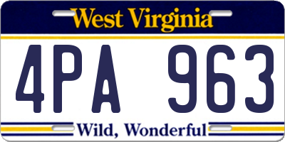 WV license plate 4PA963