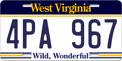 WV license plate 4PA967