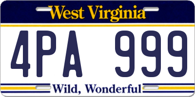 WV license plate 4PA999
