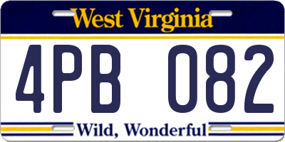 WV license plate 4PB082