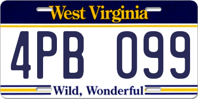 WV license plate 4PB099