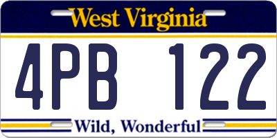 WV license plate 4PB122