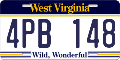 WV license plate 4PB148