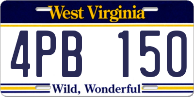 WV license plate 4PB150