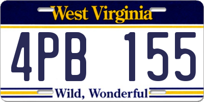 WV license plate 4PB155