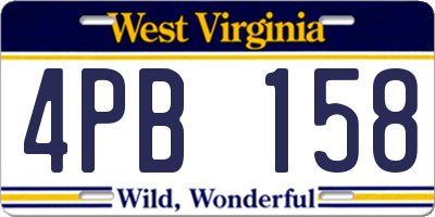 WV license plate 4PB158