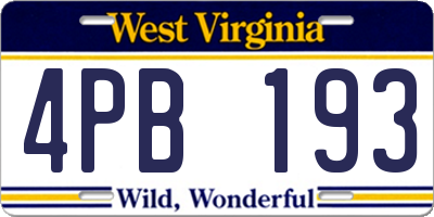WV license plate 4PB193