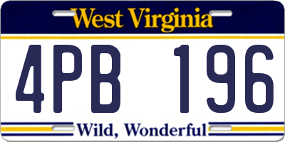 WV license plate 4PB196