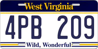 WV license plate 4PB209