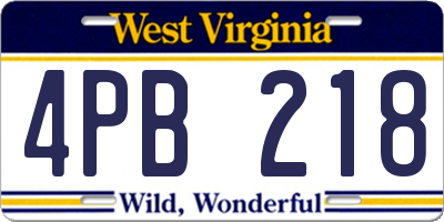 WV license plate 4PB218