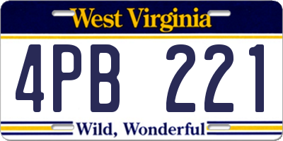 WV license plate 4PB221