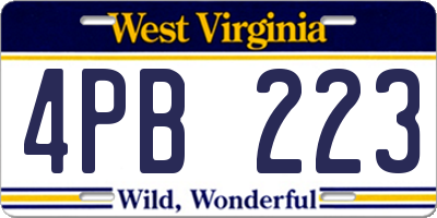 WV license plate 4PB223