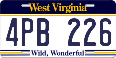 WV license plate 4PB226