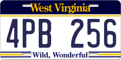 WV license plate 4PB256