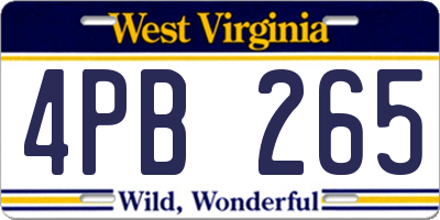 WV license plate 4PB265