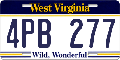 WV license plate 4PB277