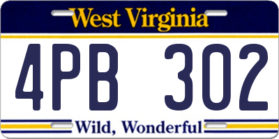 WV license plate 4PB302