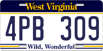 WV license plate 4PB309