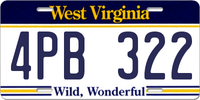WV license plate 4PB322