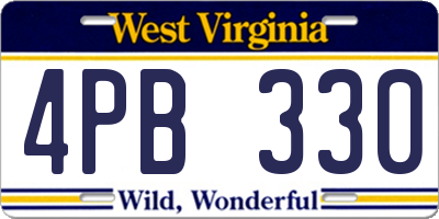 WV license plate 4PB330