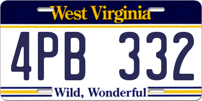 WV license plate 4PB332