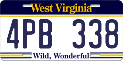 WV license plate 4PB338
