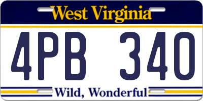 WV license plate 4PB340
